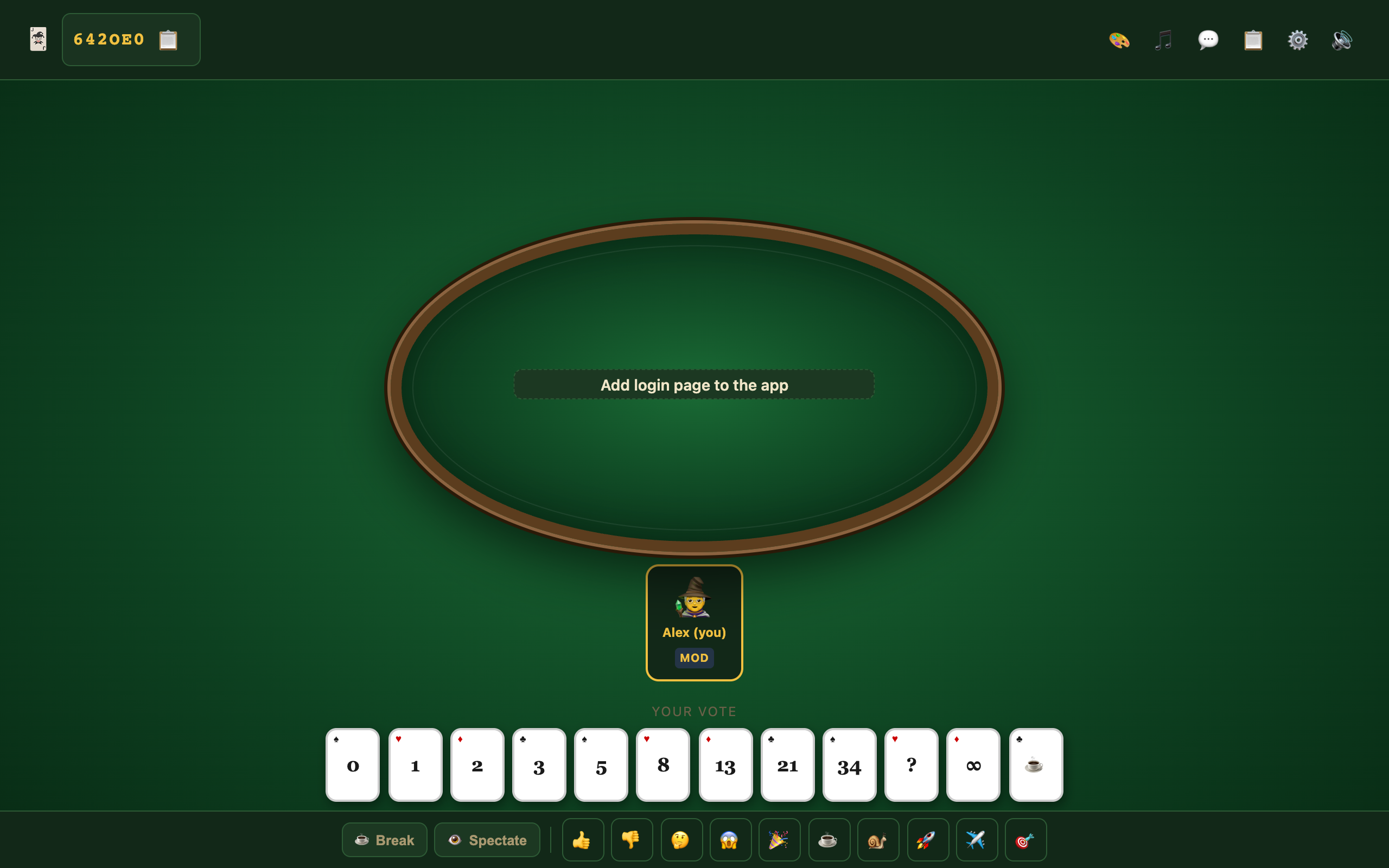 Game table with story in the center and moderator badge visible